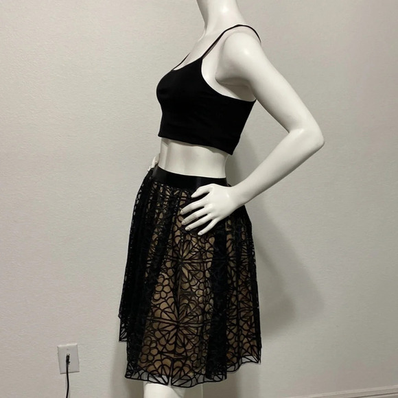 Bebe NEW Whimsigoth Black Nude Mesh Overlay Fairygoth Layered Skirt M - Picture 3 of 12